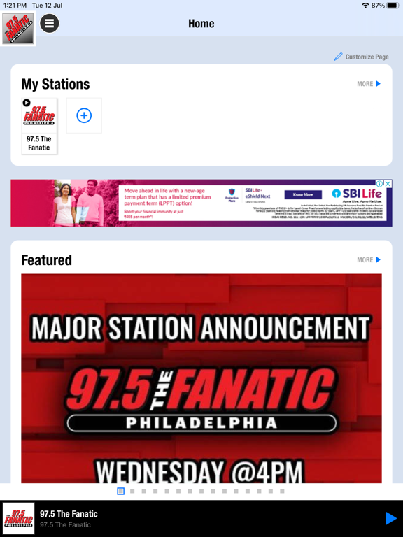 97.5 The Fanatic iPad screenshot 1 - Sports app