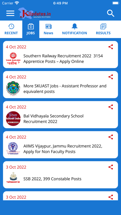 JKUpdates Jobs, JK News, Study Screenshot