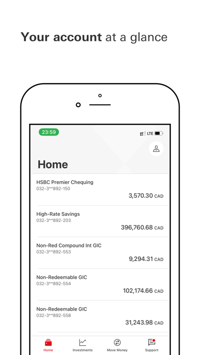 HSBC Canada Screenshot