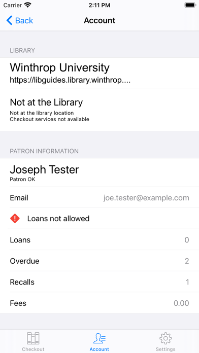 Dacus Library Self-Checkout Screenshot
