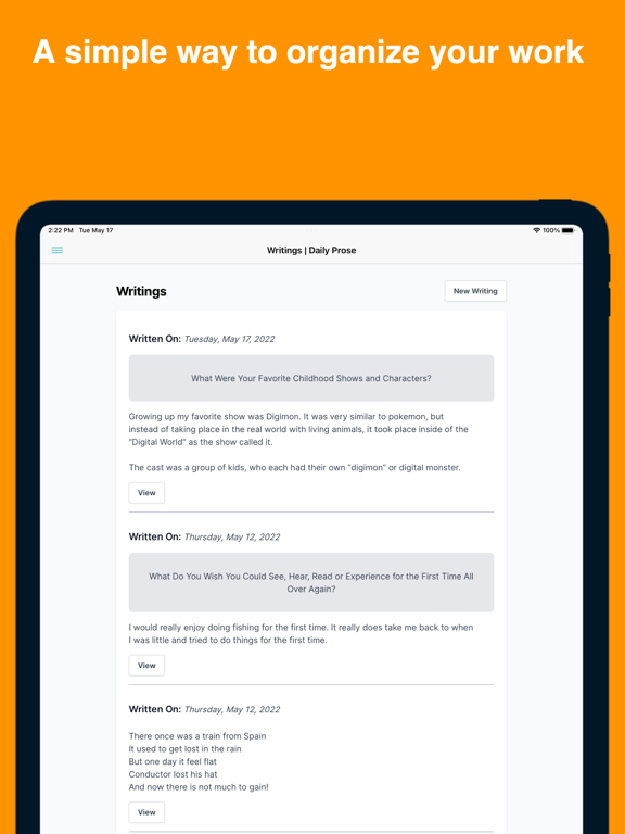 Daily Prose iPad screenshot 2 - Productivity app