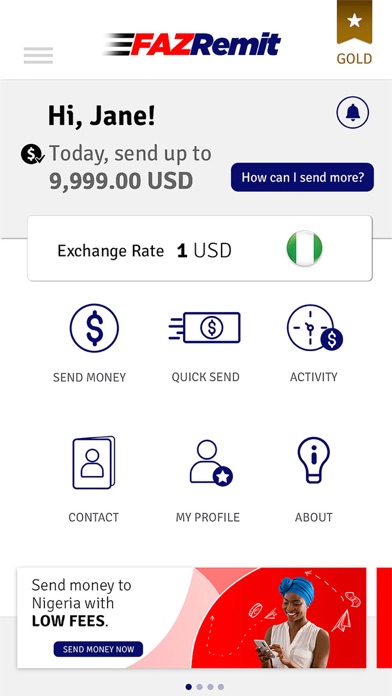 FAZRemit Money Transfer Screenshot