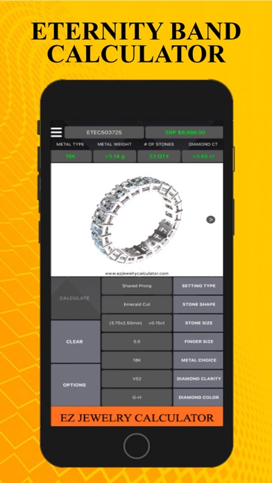 EZ-Eternity Jewelry Calculator Screenshot