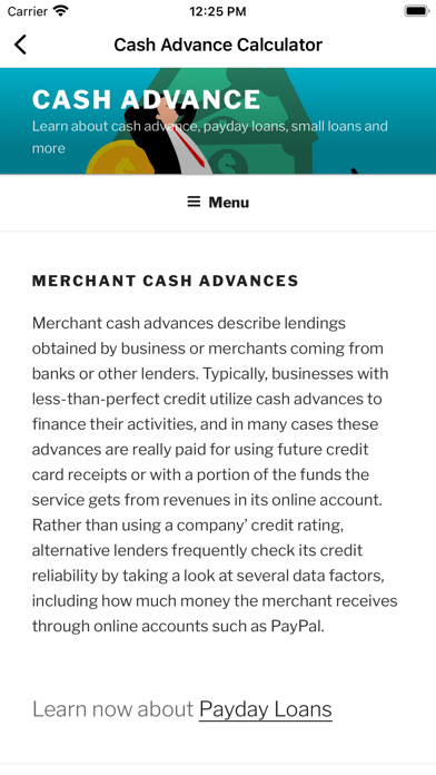 Cash Advance Loan Guide Screenshot