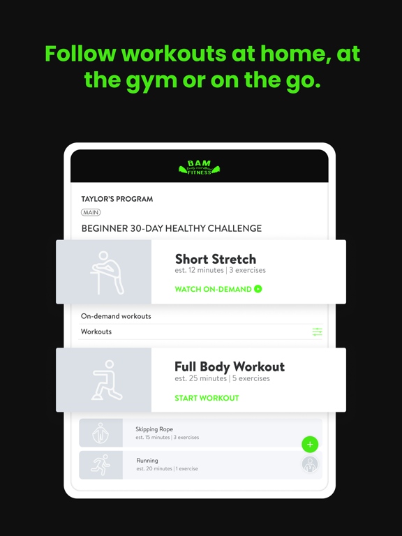 BAM Fitness App iPad screenshot 4 - Health & Fitness app