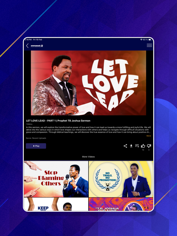 Emmanuel TV iPad screenshot 4 - Lifestyle app