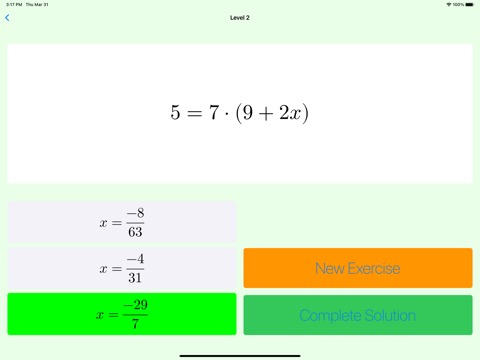 一次方程式の練習および完全なソリューションのおすすめ画像1