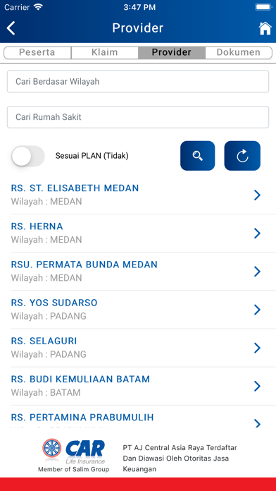 eBenefit CAR Life Insurance Screenshot