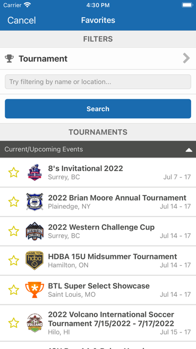 TeamSnap Tournaments Screenshot