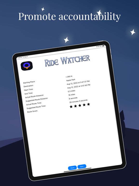 Ride Watcher iPad screenshot 3 - Navigation app