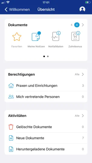 Screenshot von Allianz EPA-App auf dem iPhone 7
