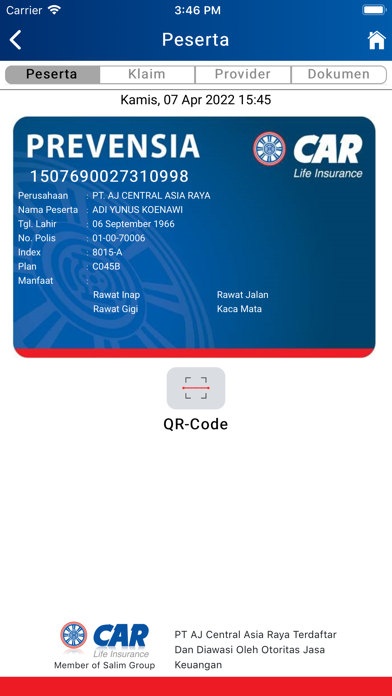 eBenefit CAR Life Insurance Screenshot