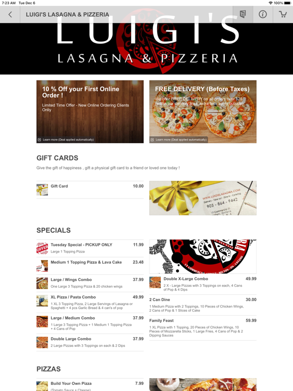 Luigis Lasagna Pizzeria screenshot 3