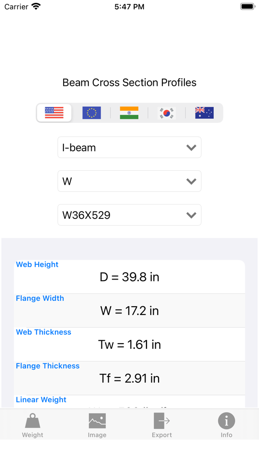 Beam Sections Profiles - 1.0 - (iOS)