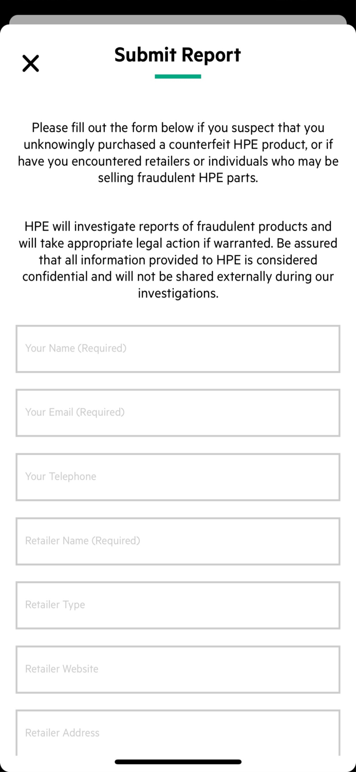 HPE Parts Validation