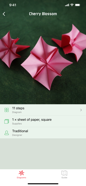 Captura de tela de flores de origami