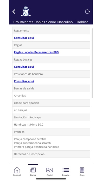 Federación Balear Golf Screenshot