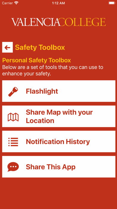 Valencia College Safety Screenshot
