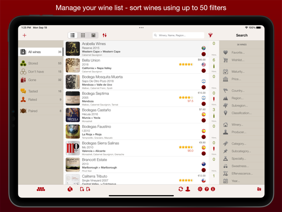 VinoCell - wine cellar manager iPad app afbeelding 1