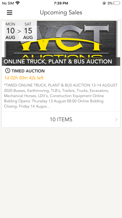 WCT AUCTIONS Screenshot