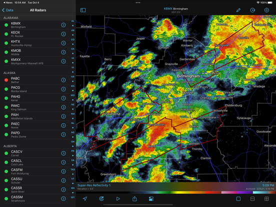 RadarScope iPad app afbeelding 1