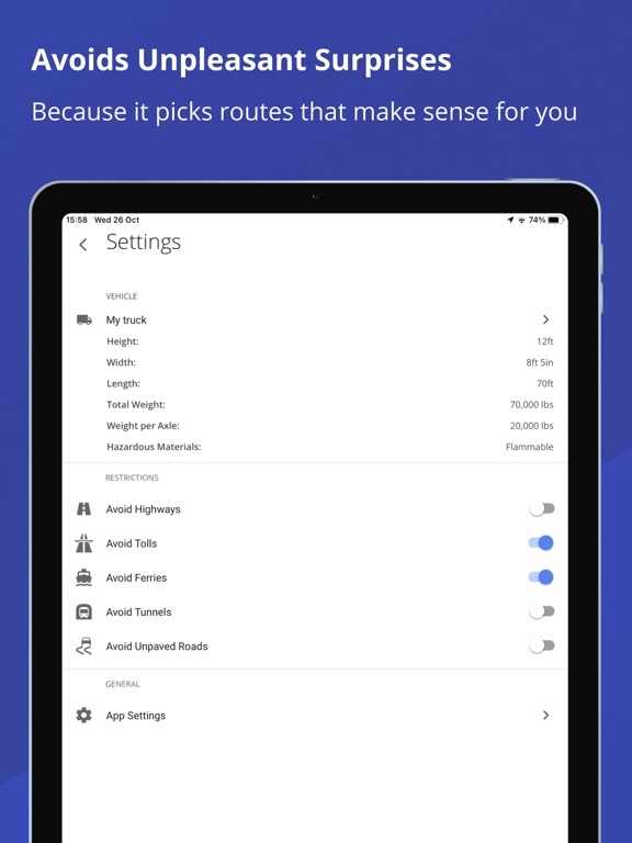 Route4Trucks - Truck GPS App iPad screenshot 7 - Navigation app