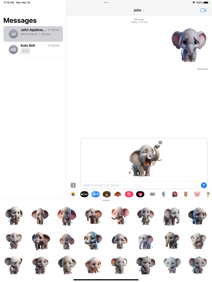 Sad Elephant Stickers