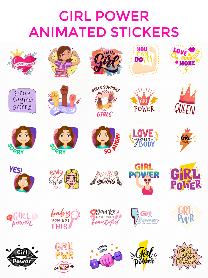 Girl Power Animated Stickers