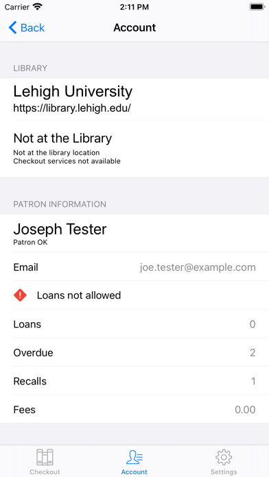Lehigh Library Self Checkout Screenshot