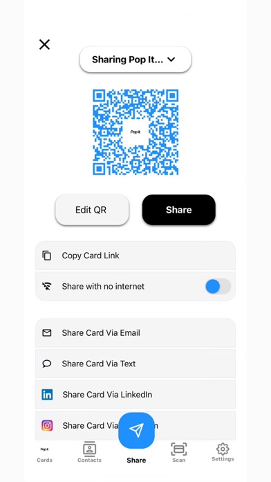 Pop It - E-Business Card Screenshot