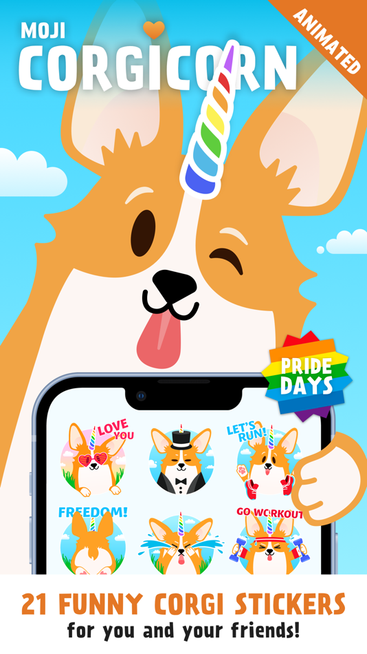 #1. Moji CorgiCorn (iOS) 由: Gleb Eremenko