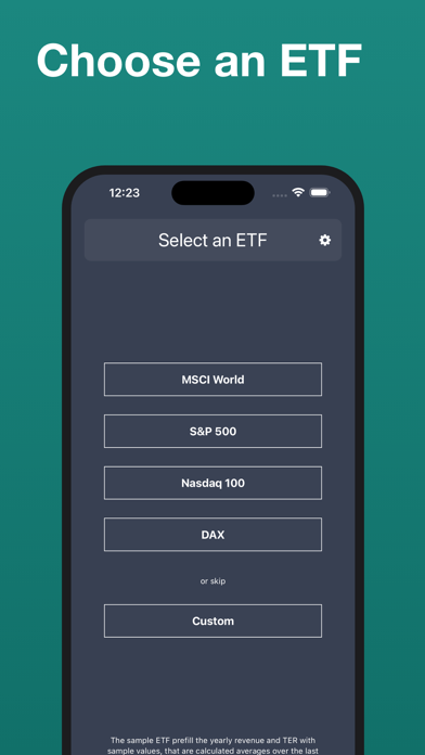 Savings Plan Calculator ETF Screenshot
