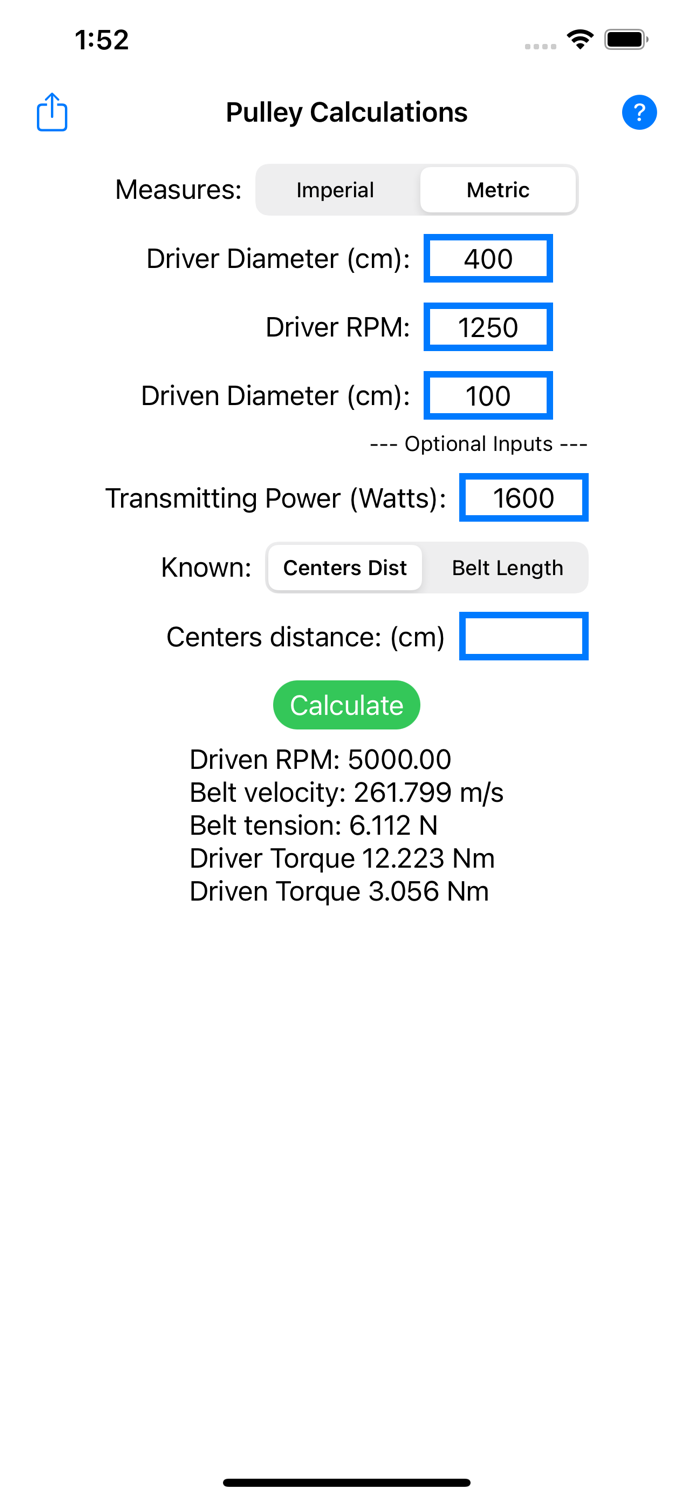 Belt and Pulley Calculator
