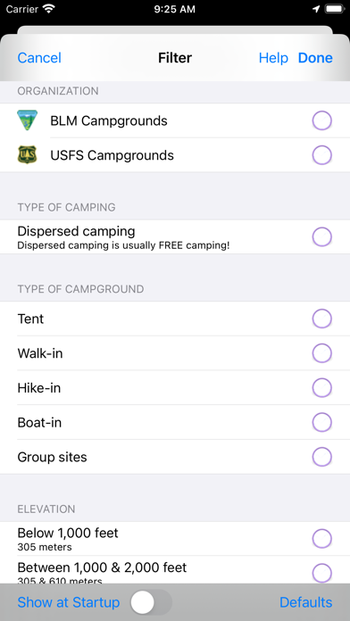USFS & BLM Campgrounds Screenshot