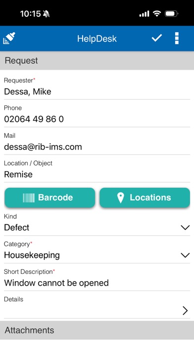 RIB FM App HelpDesk Screenshot