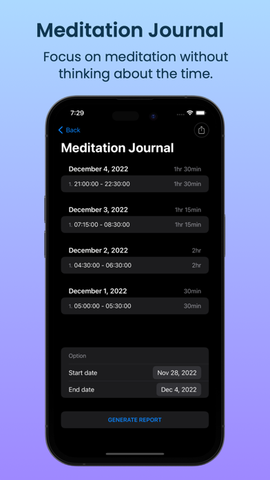 mTracker: Meditation Tracker Screenshot