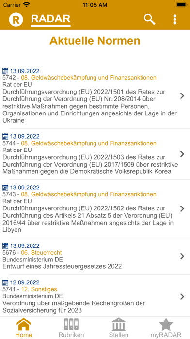 Normenradar Screenshot