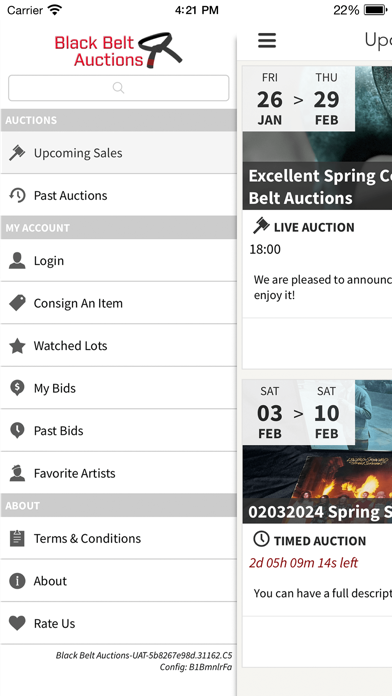 Black Belt Auctions Screenshot