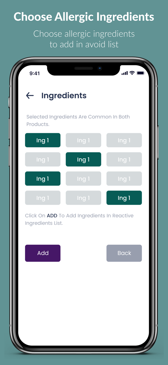 Flares Reactive Ingredient App