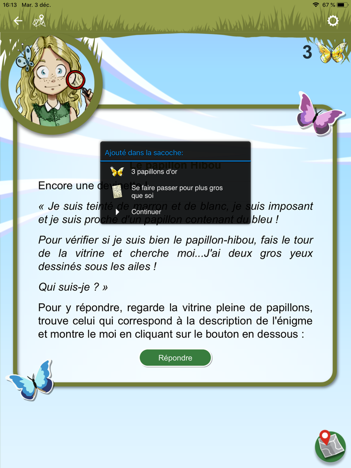 Méline au musée des papillons