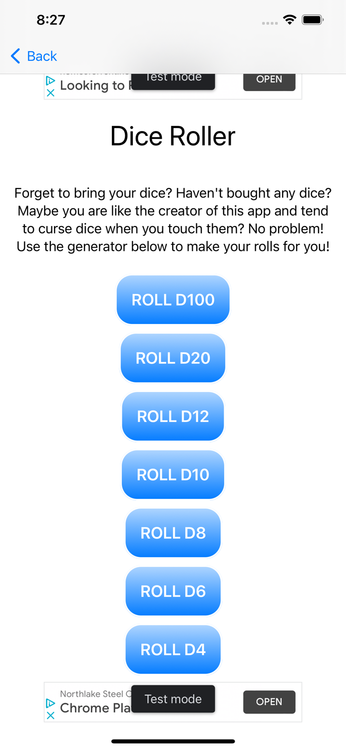Character Stat and Dice Roller