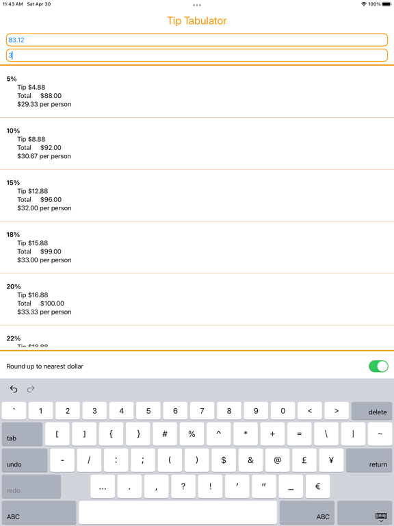 Screenshot #4 pour Tip Tabulator & Bill Splitter