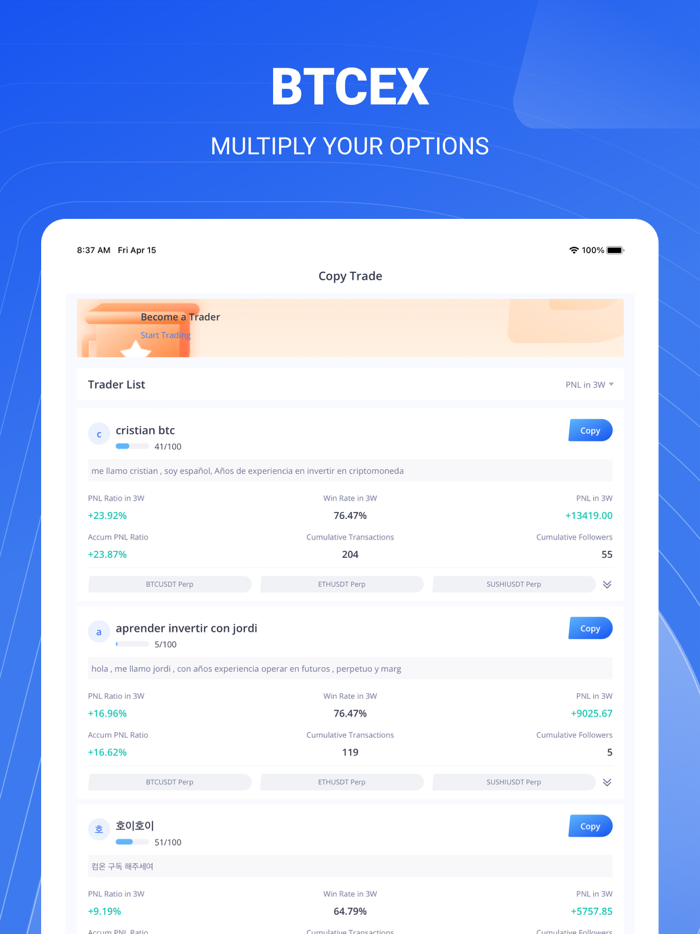 BTCEX Giao dịch BTC và Crypto