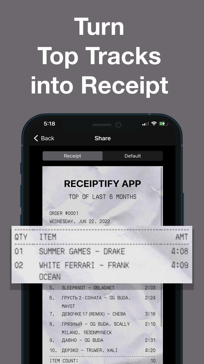 Stats for Spotify Receiptify