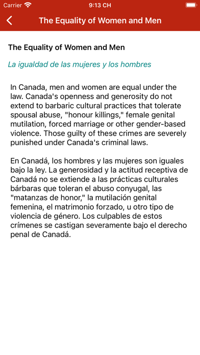 English-Spanish Citizenship Screenshot