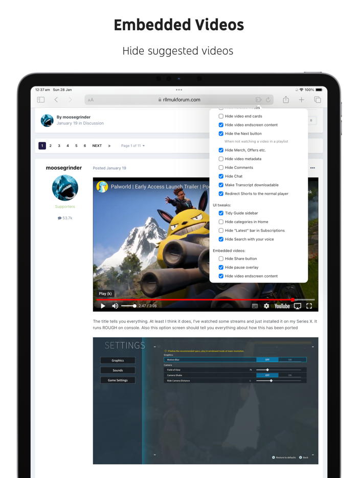 Control Panel for YouTube