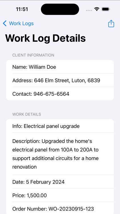 Electrician Work Log