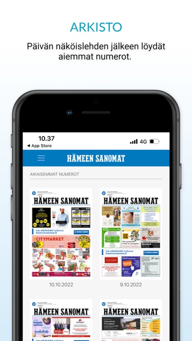 Hämeen Sanomat -sovellus Screenshot