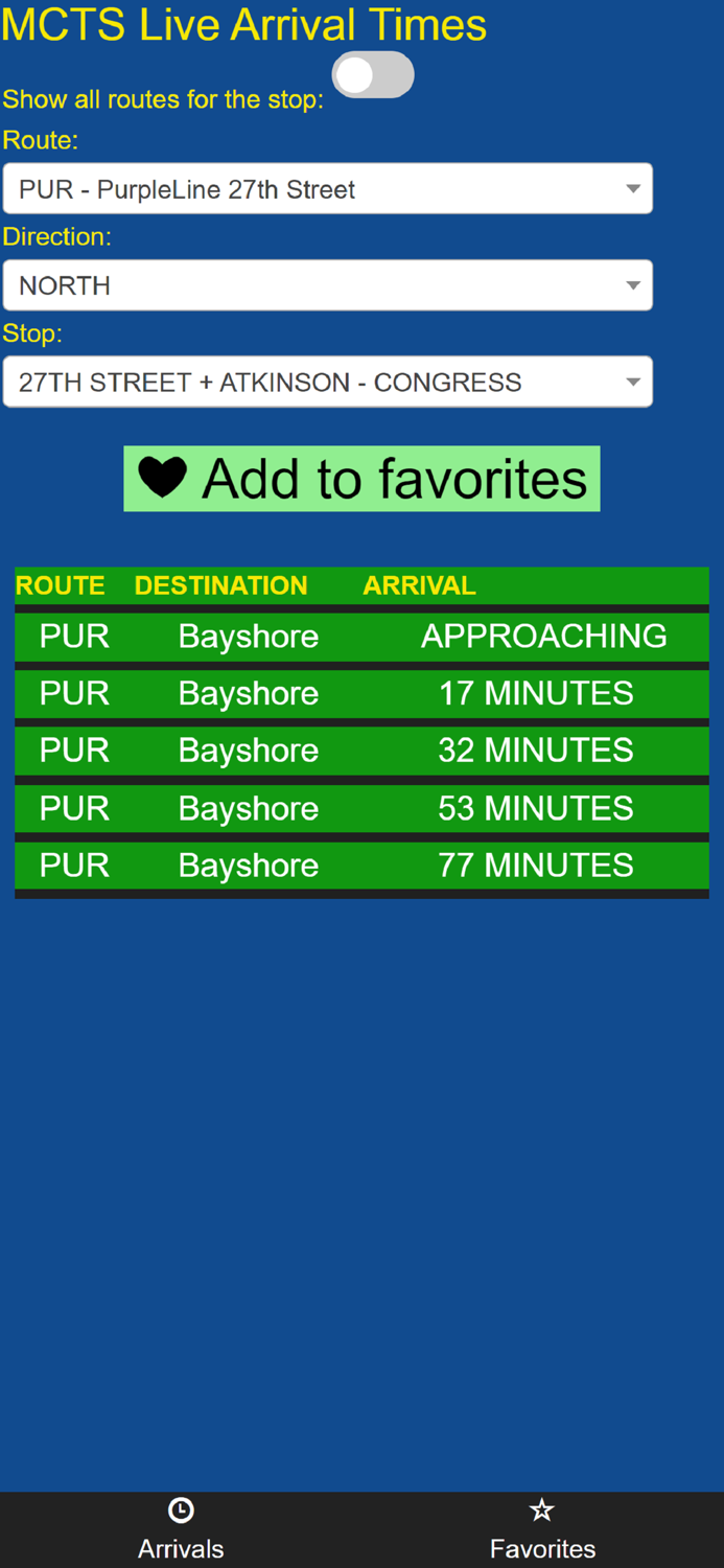 Milwaukee MCTS Bus Tracker