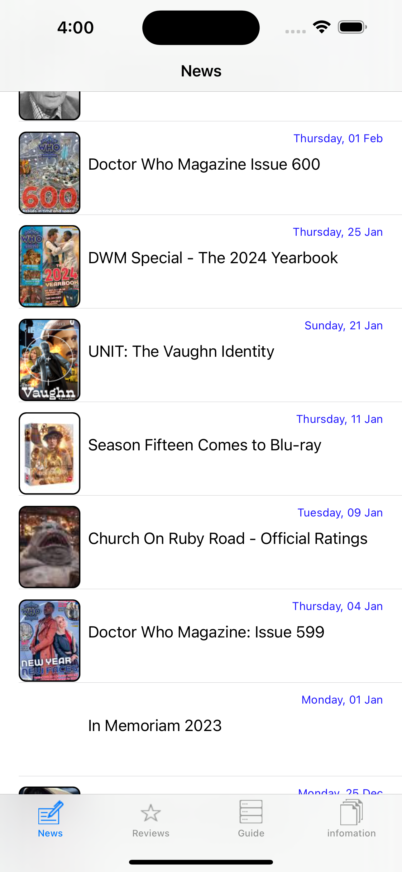 NITAS - Doctor Who News Matrix